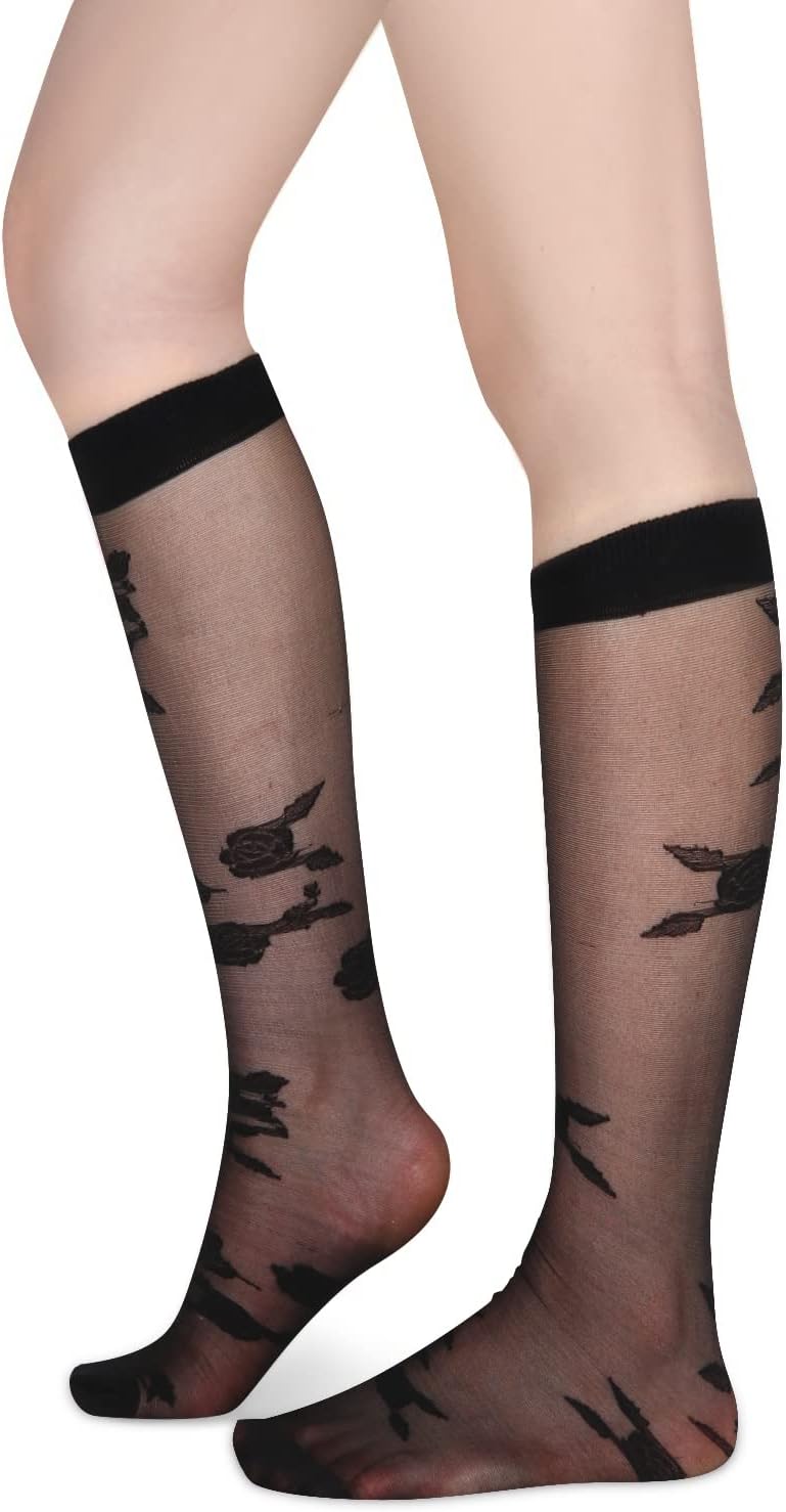 Benefeet Sox Womens Lace Knee High Socks Girls Sheer Mesh Knee High Stockings Cute Fishnet Lolita Calf Sock - Image 3